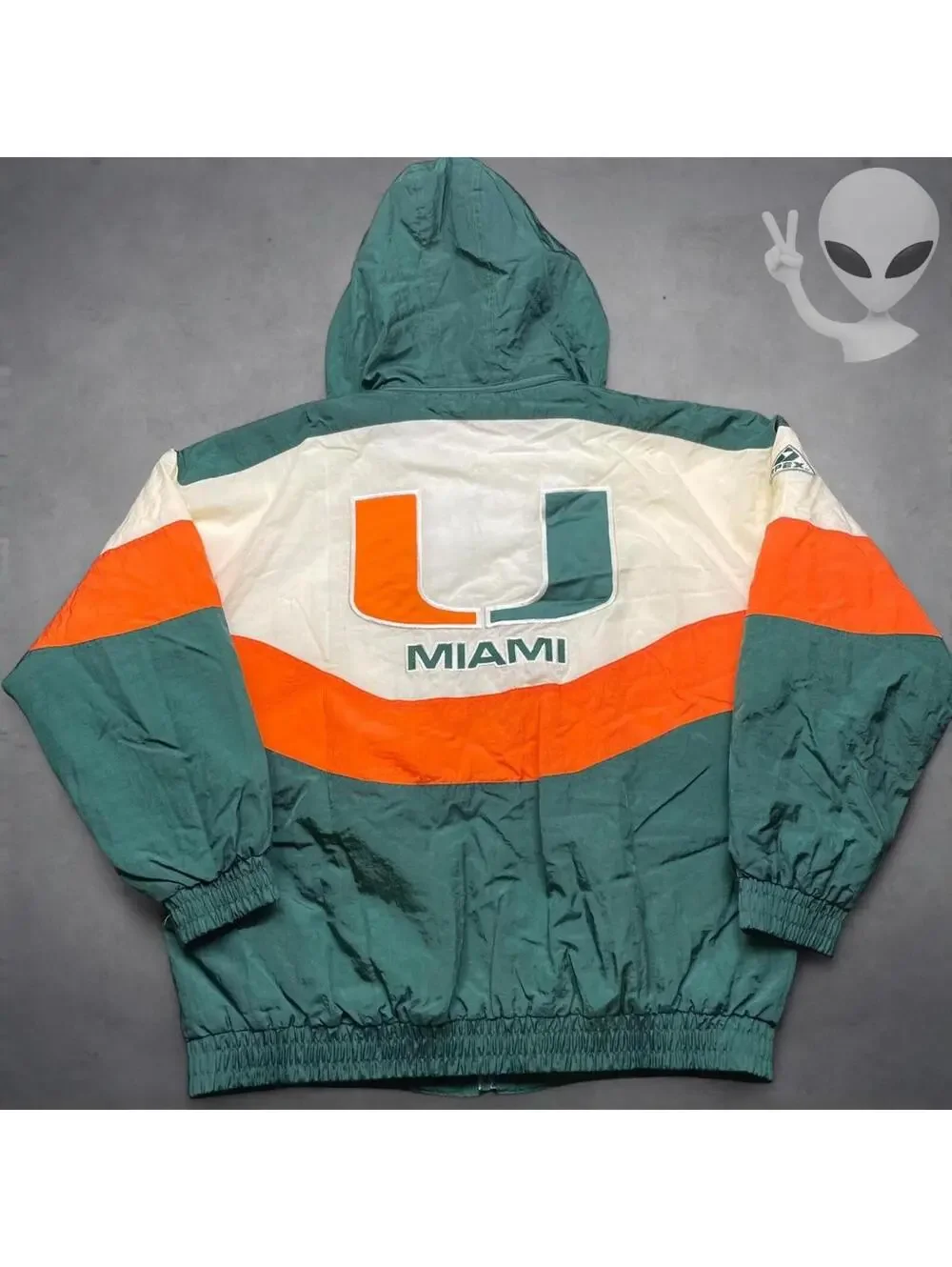 Apex One Men's XL Miami Hurricanes 90s Vintage Quilted Puffer Jacket Green Y2K - Picture 8 of 8